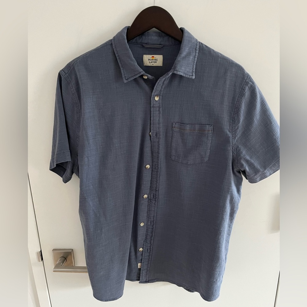 Marine Layer Men's Blue Button-Up Shirt M/L